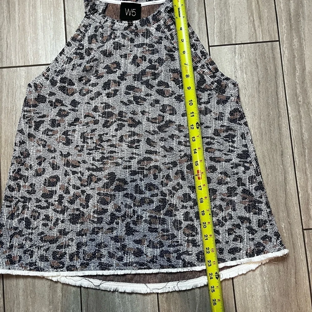 Anthropologie W5 halter tank swing top Sz L gray brown leopard print sleeveless